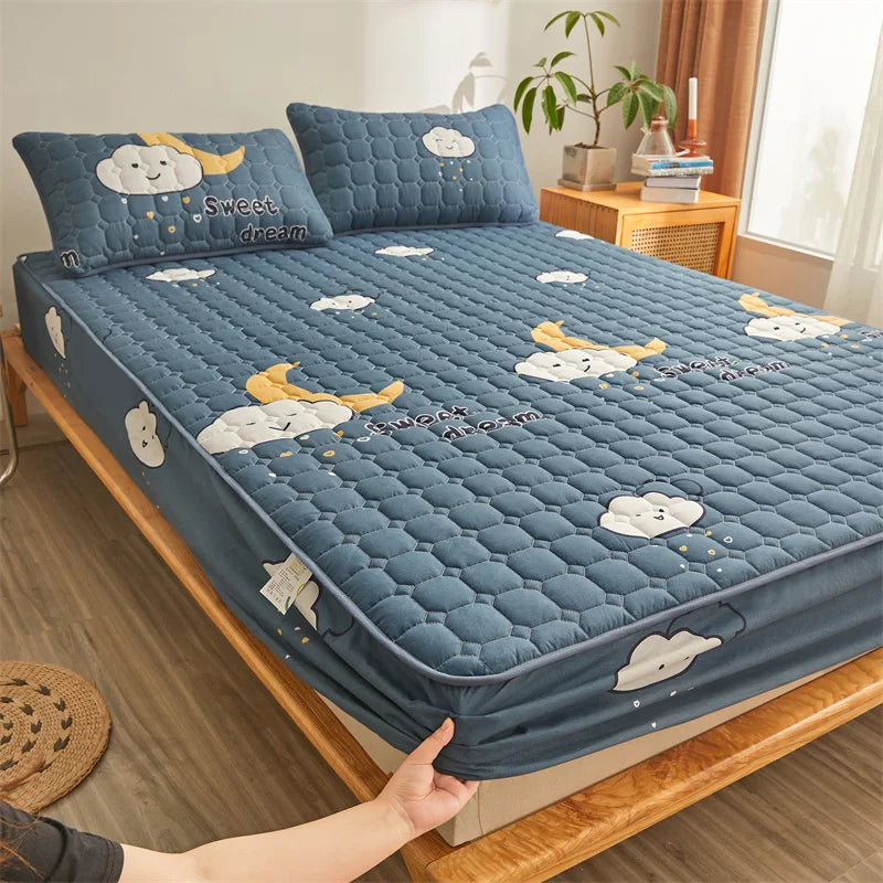 Couple Double Elastic Fitted Bed Sheet – Mattress Cover 140/160x200 Queen Size Bed Linen