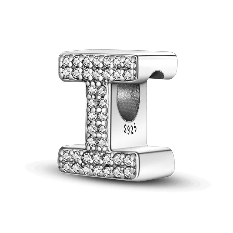 Charms 925 Silver Plated 26 Alphabet Letters Charms Beads Fit 3mm 925 Original Bracelets Fine DIY Birthday Jewelry Gifts