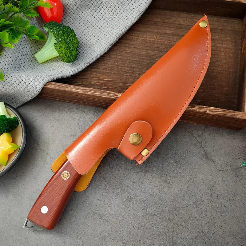 Forged Kitchen Knife Stainless Steel Meat Cleaver Boning Knife Fruit Slicing Cutting Knife Multifunctional Knife with KnifeCover
