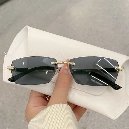 Retro Rimless Sunglasses – UV400 Frameless Designer Style for Men & Women