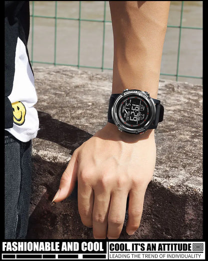 Men's Digital Sport Watch – 50M Waterproof, LED, Stopwatch, Military Tactical Wristwatch