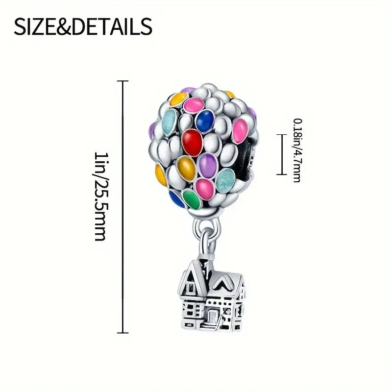Hot Sale Charms Bead 925 Sterling Silver Pixar Up House & Balloons Dangle Fit Bangle Bracelet Necklace DIY Jewelry