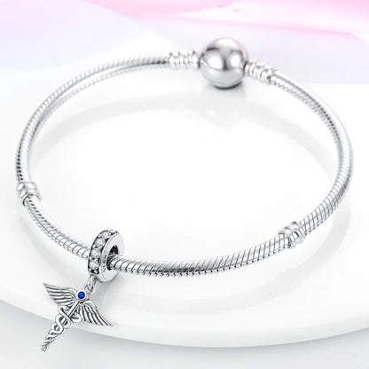 925 Sterling Silver Stethoscope Charm Bead – Medical DIY Jewelry for Bracelets