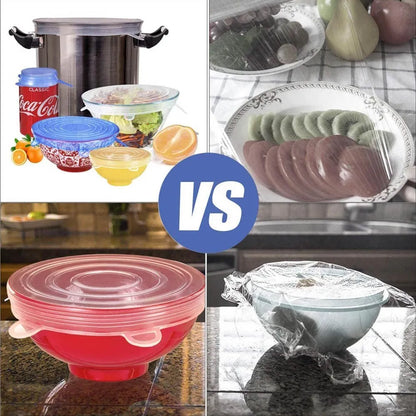 6-Piece Silicone Stretch Lids – Universal Microwave Food Covers & Elastic Bowl Caps