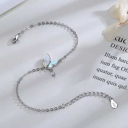 VENTFILLE 925 Silver Diamond Butterfly Bracelet – Adjustable Flower Jewelry for Women