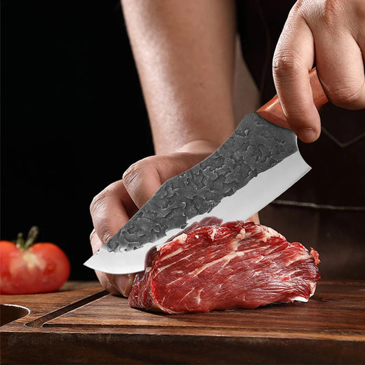 Forged Kitchen Knife Stainless Steel Meat Cleaver Boning Knife Fruit Slicing Cutting Knife Multifunctional Knife with KnifeCover