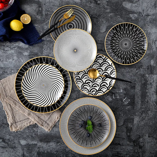 Japanese-style wavy vegetable plate Household ceramic creative Western food plate High-end Nordic dessert plate