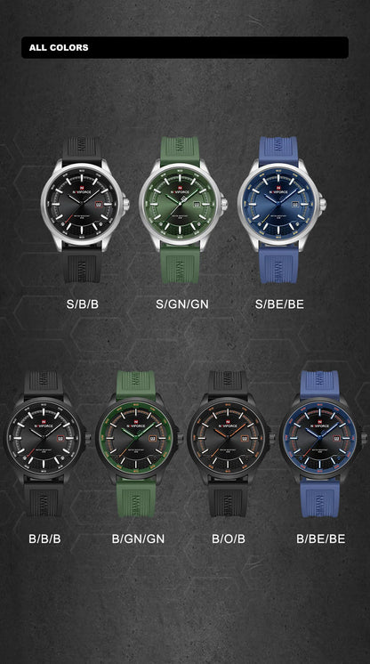 NAVIFORCE Men's Military Sport Watch – 30M Waterproof, Shockproof, Auto Date Display