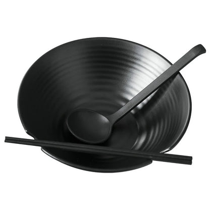 Japanese Noodle Bowl with Spoon Set – Retro Dinnerware for Ramen, Rice & Soup
