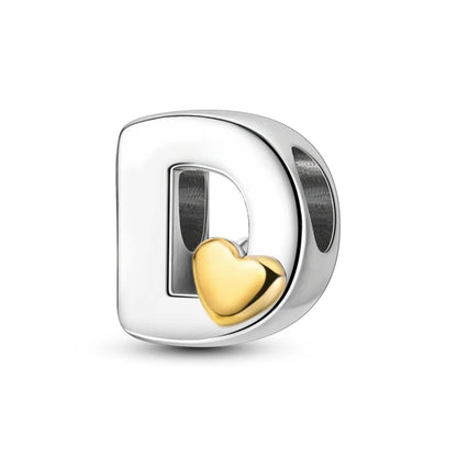 925 Sterling Silver A-Z Letter Charm Beads – Gold Alphabet DIY Birthday Jewelry