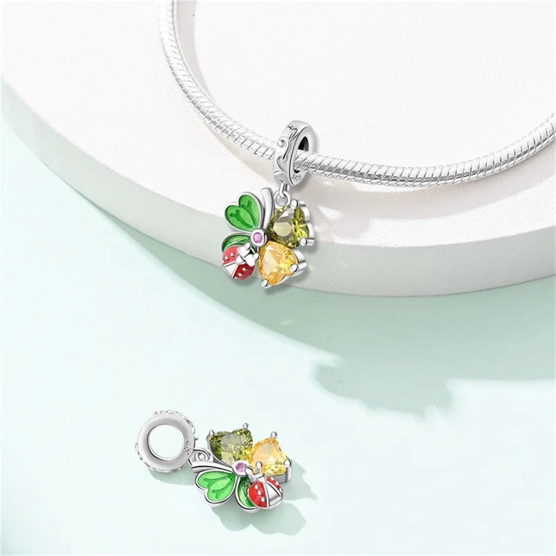 925 Silver Plating Colorful Butterfly Insect Animal Charms Beads Sparkling Zircon Fit Qikaola 925 Original Bracelets DIY Jewelry