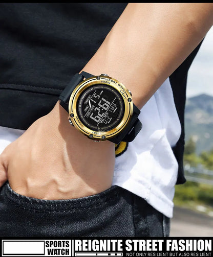 Men's Digital Sport Watch – 50M Waterproof, LED, Stopwatch, Military Tactical Wristwatch