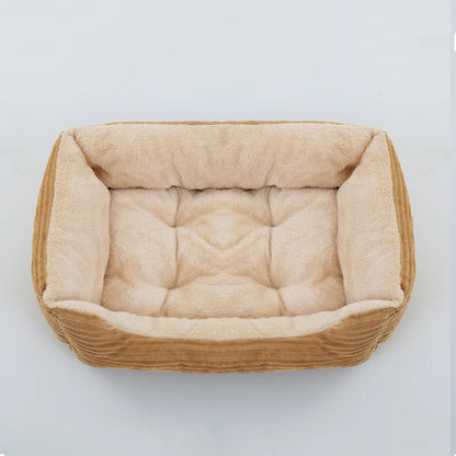 Plush Square Pet Bed - Calming Sofa Cushion for Cats & Small/Medium Dogs - BeeTrendyShop.COM