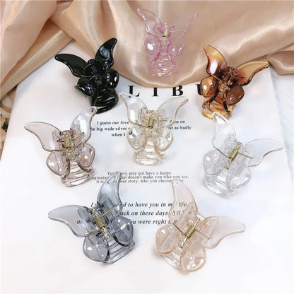 Cute Butterfly Hair Claw Clip – Korean Solid Color Small Barrette for Women