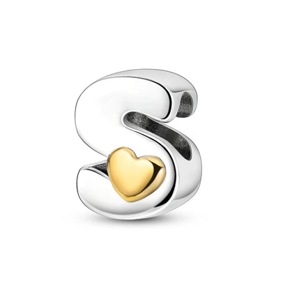925 Sterling Silver A-Z Letter Charm Beads – Gold Alphabet DIY Birthday Jewelry