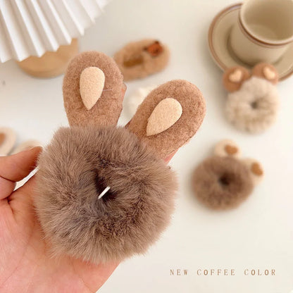 1PC 3D Plush Bunny Ear Hair Ties for Girls & Women - BeeTrendyShop.COM