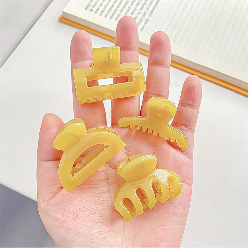 Mini Jelly Color Hair Claw Clip – Geometric Acrylic Shark Clip for Women & Girls