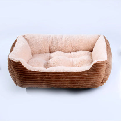 Plush Square Pet Bed - Calming Sofa Cushion for Cats & Small/Medium Dogs - BeeTrendyShop.COM