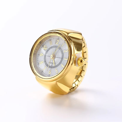 Vintage Punk Finger Watch Mini Elastic Strap Alloy Watches Couple Rings Jewelry Clock Retro Roman Quartz Watch Rings Women Men - BeeTrendyShop.COM