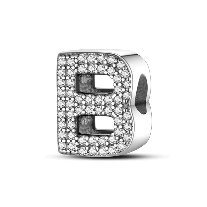 Charms 925 Silver Plated 26 Alphabet Letters Charms Beads Fit 3mm 925 Original Bracelets Fine DIY Birthday Jewelry Gifts