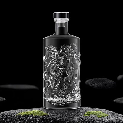 Dragon Engraved Whiskey Decanter – 500ml Round Glass Liquor Bottle
