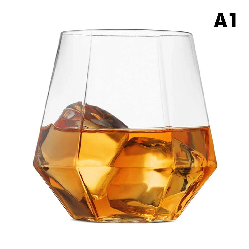 Diamond Clear Plastic Wine Glass – 360ml Party Cocktail Tumbler