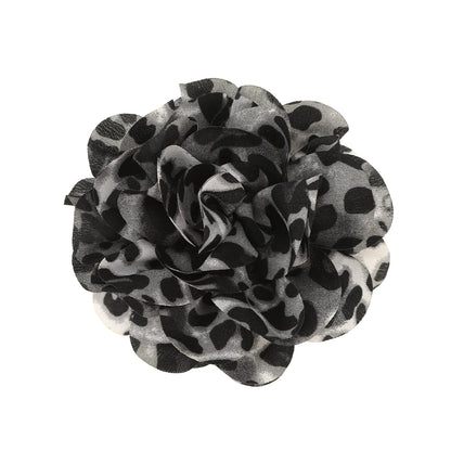 Leopard Print Flower Hair Claw Clip – Vintage Barrette for Women