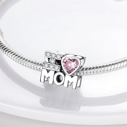 925 Sterling Silver Love Heart Family Charm Bead – DIY Jewelry Gift for Women