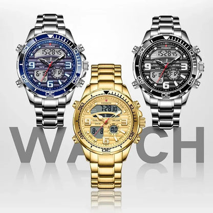Luxury Digital Sport Watch for Men – All Steel Military, Waterproof Quartz with Box