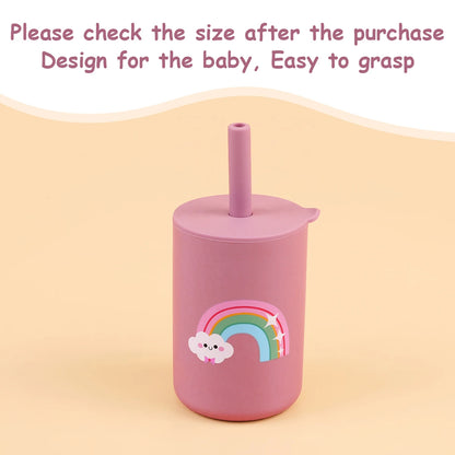 Baby Feeding Straw Cup – Anti-Hot Leakproof Silicone Toddler Water Bottle