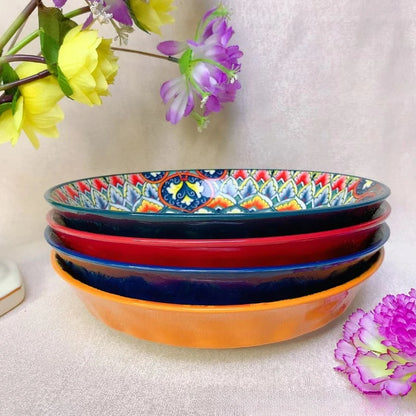8-Inch Bohemian Ceramic Steak & Dinner Plate – Vintage Floral Dinnerware for Home & Restaurant