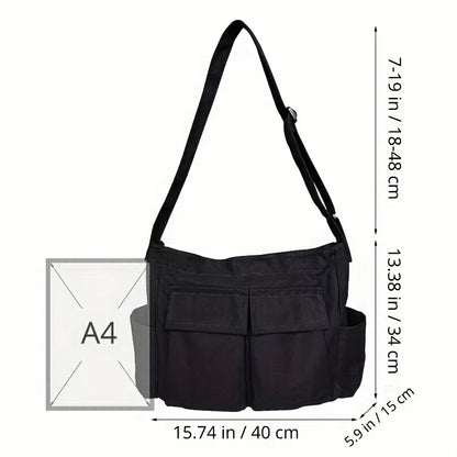 Workwear Canvas Shoulder Bag Large Capacity Retro Messenger Bag New Student Class Messenger Bag - BeeTrendyShop.COM