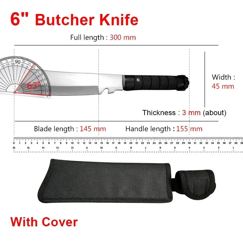 Handmade Forged Butcher Boning Knife Stainless Steel  Knife Meat Cleaver Fruit Cutting Knife Plastic Handle Cooking Tools