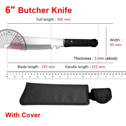Handmade Forged Butcher Boning Knife – Stainless Steel Meat Cleaver with Plastic Handle