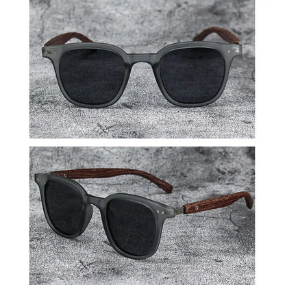 Retro Wood Grain Sunglasses – UV400 Square Frame for Men & Women