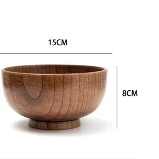 Japanese Jujube Wood Round Soup Bowl – Large Creative Children's Rice & Tableware Bowl
