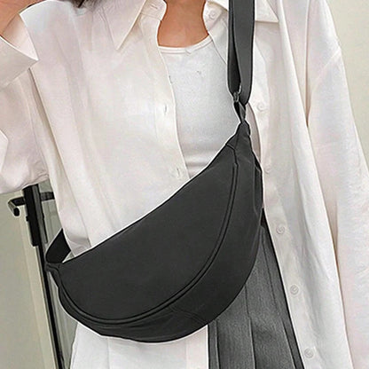 Women's bag - A round-shaped nylon bag with a cross-body strap, suitable for traveling, going to school or shopping. - BeeTrendyShop.COM