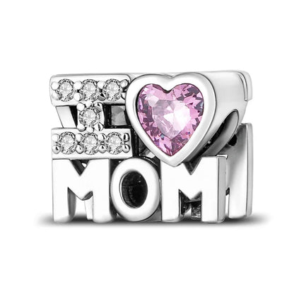 925 Sterling Silver Love Heart Family Charm Bead – DIY Jewelry Gift for Women