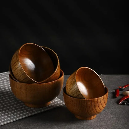 Japanese Jujube Wood Round Soup Bowl – Large Creative Children's Rice & Tableware Bowl