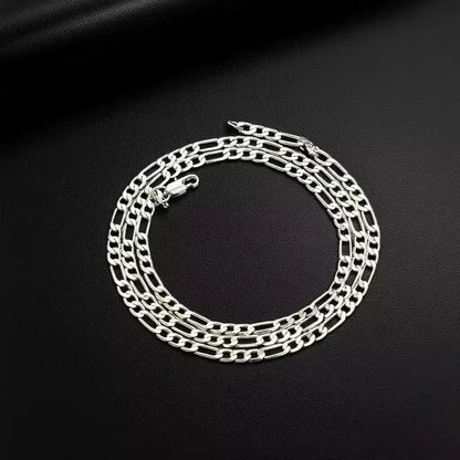925 Sterling Silver 4mm Chain Necklace & Bracelet Set – Unisex Fine Jewelry