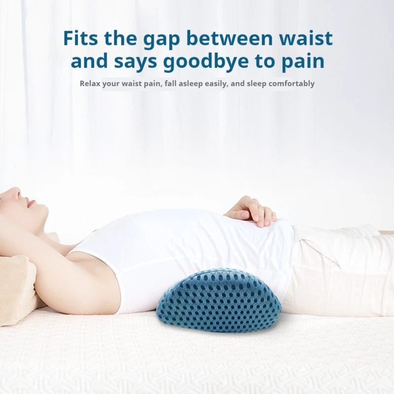 Breathable Memory Foam Lumbar Support Cushion – Car Seat, Bed & Office Waist Pillow