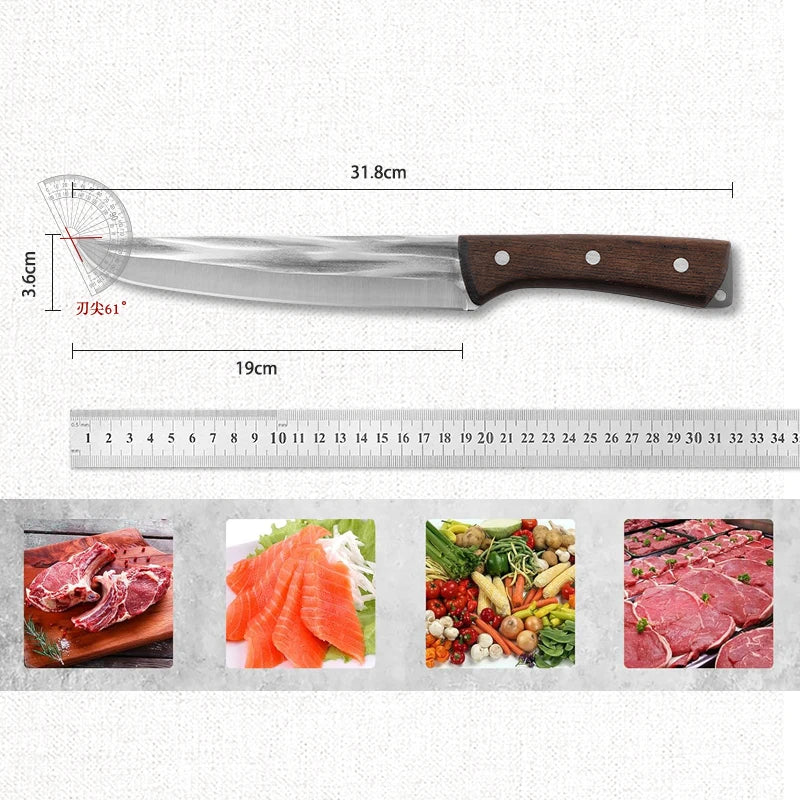 Forged Kitchen Boning & Fillet Knife – Chef Slicing Knife for Fishing & Grilling