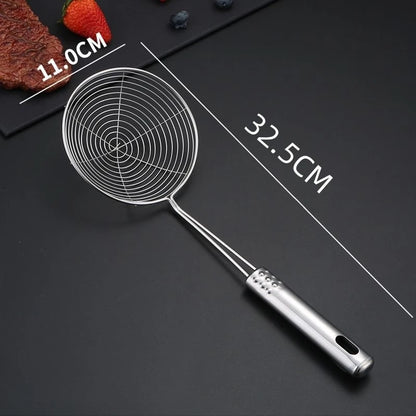 Stainless Steel Fry Basket & Oil Drain Skimmer – Wire Mesh Scoop for Deep Frying