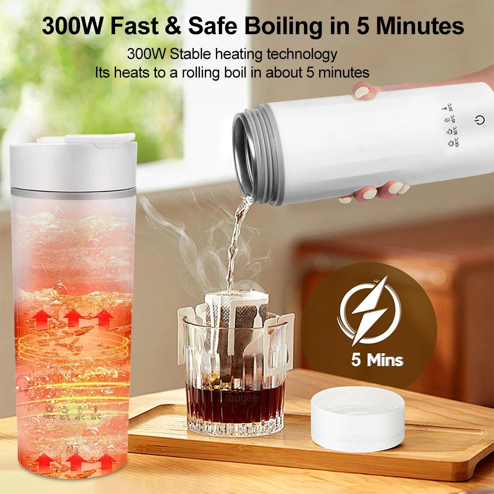 Portable Electric Kettle 475ML – Mini Travel Water Heater for Coffee & Tea