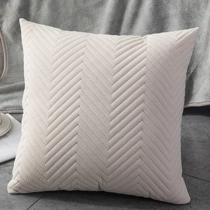 Velvet Plaid Cushion Cover 45x45cm – Embroidered Sofa & Bed Pillowcase