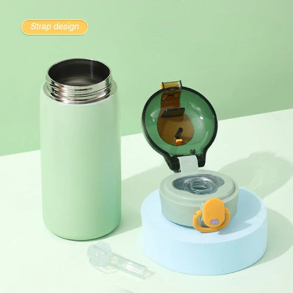 Kids Cartoon Thermos Mug with Straw – Stainless Steel Cute Thermal Water Bottle