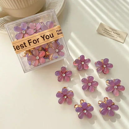 Mini Flower Hair Claw Clips – Colorful Opal Hairpins for Women & Girls (1/10Pcs)