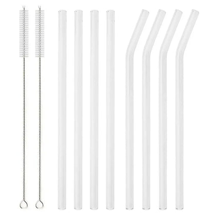 8Pcs Reusable Glass Straws – Colorful Eco-Friendly Borosilicate Drinking Straws
