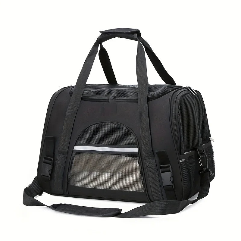 Large Cat Carrier Bag with Plush Mat – Breathable Mesh, Secure Straps, All Breeds