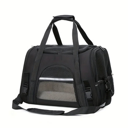 Large Cat Carrier Bag with Plush Mat – Breathable Mesh, Secure Straps, All Breeds